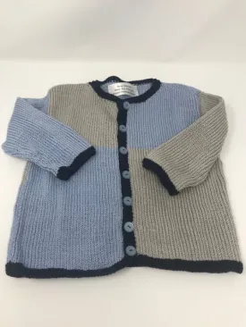 4 Y Blue & Gray Cotton Colorblock Cardigan