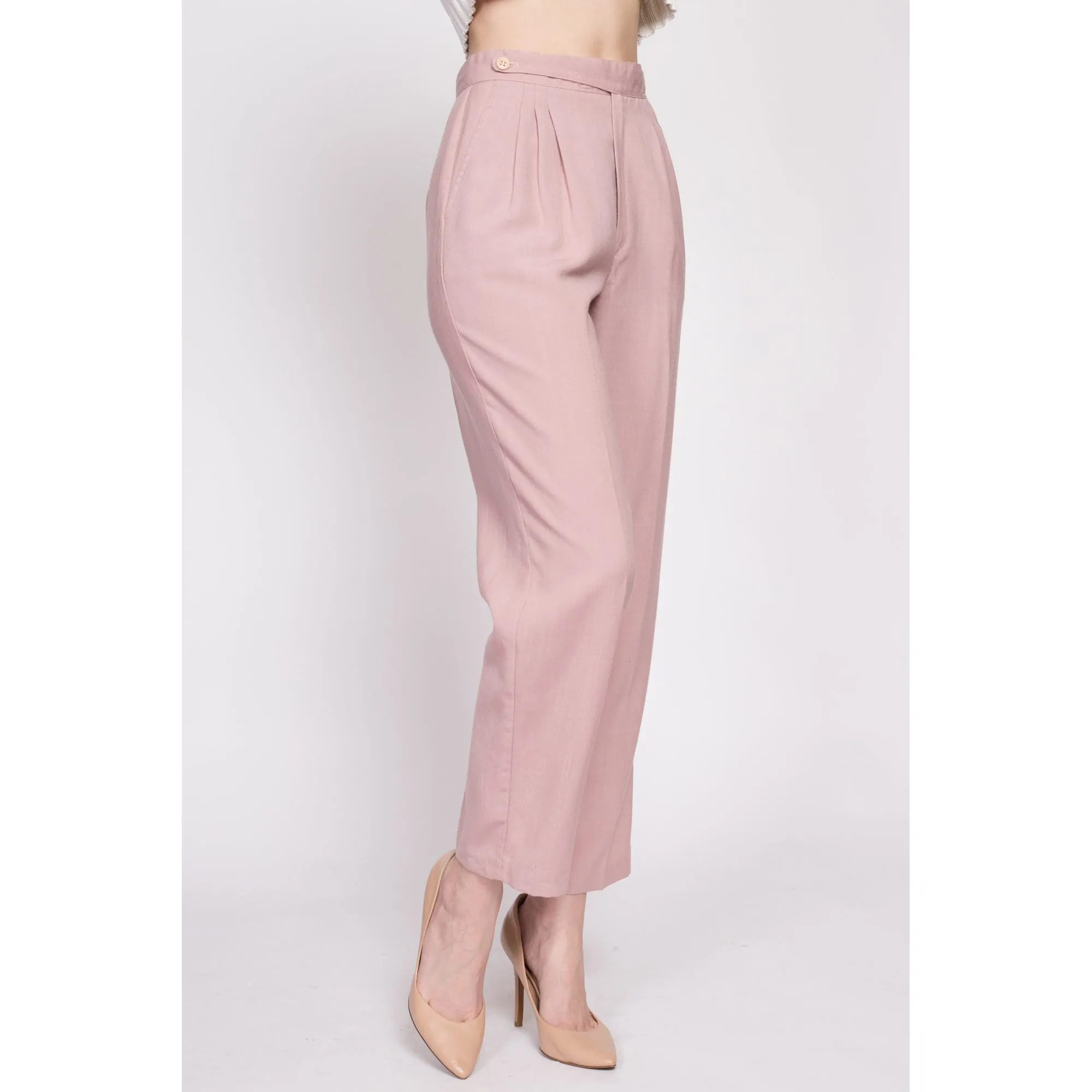 80s Dusty Lilac Purple Trousers - Petite Small, 25.5"