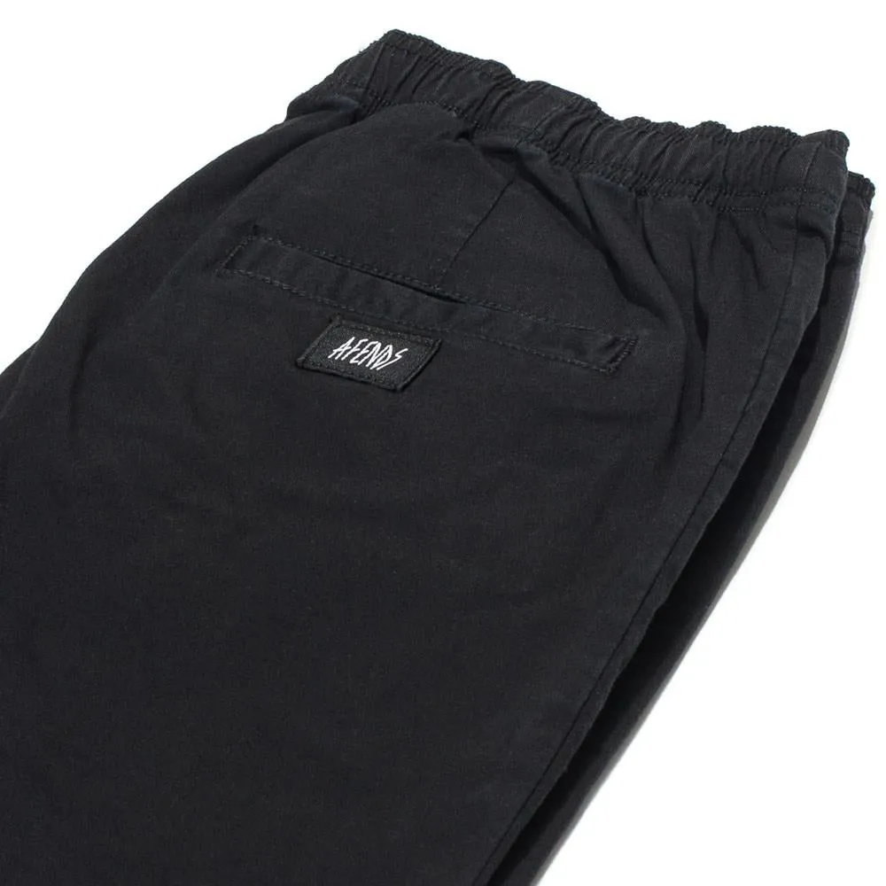 Afends Mens Hammerpants - Black - Full Elastic Drill Beach Pant