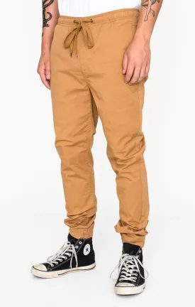 Afends Mens Hammerpants - Bone Brown - Full Elastic Drill Beach Pant