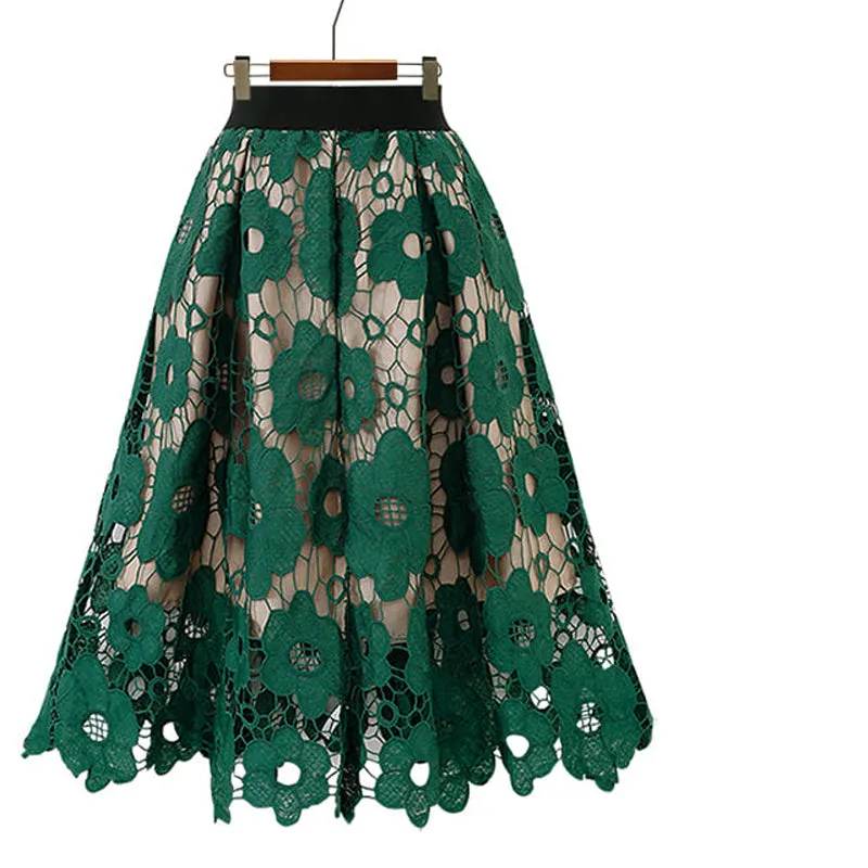 Amy Fashion - Elegant Flower Hollow Out Lace Skirts