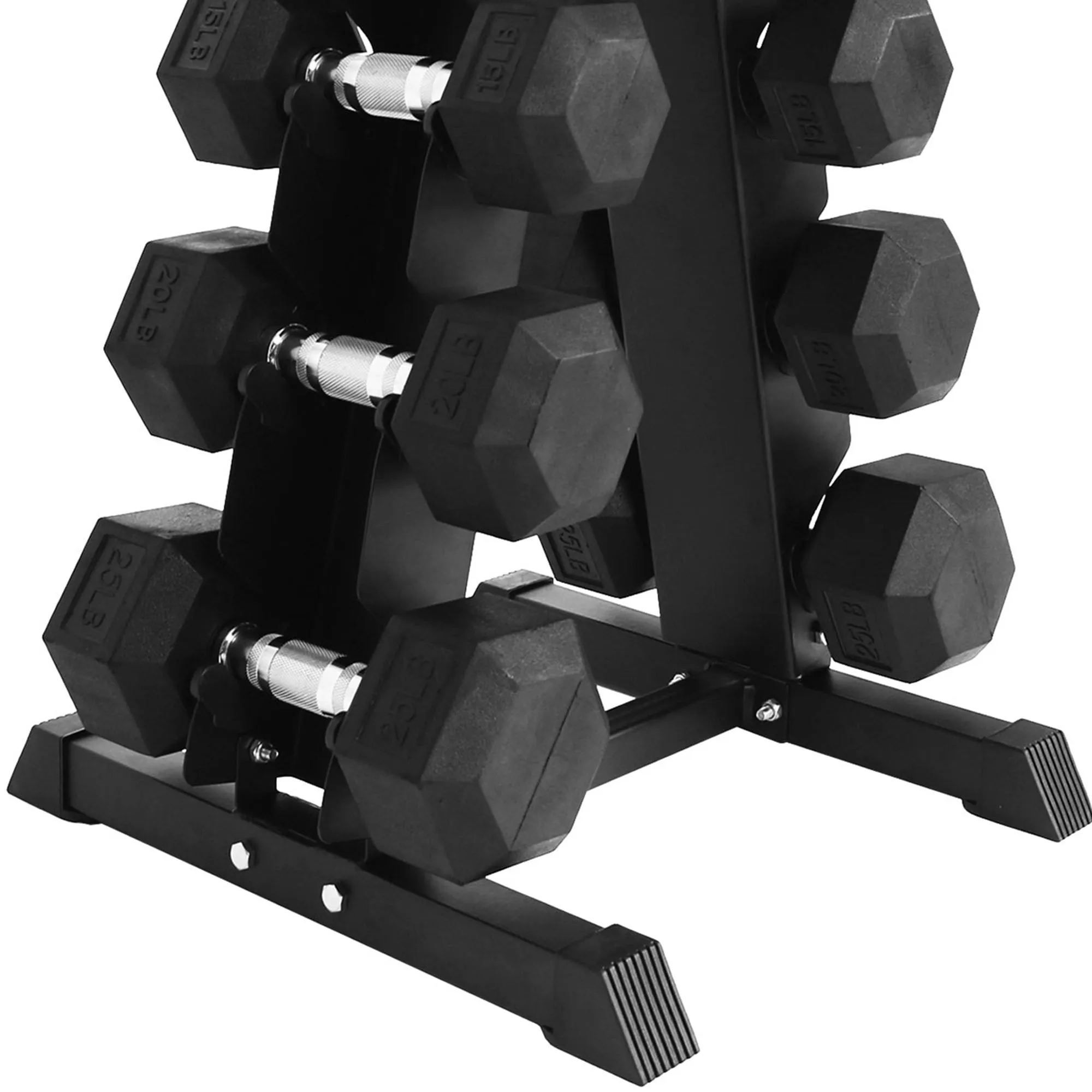 BalanceFrom Signature Alloy Steel 150 lb Rubber Encased Hex Dumbbell Set, Black