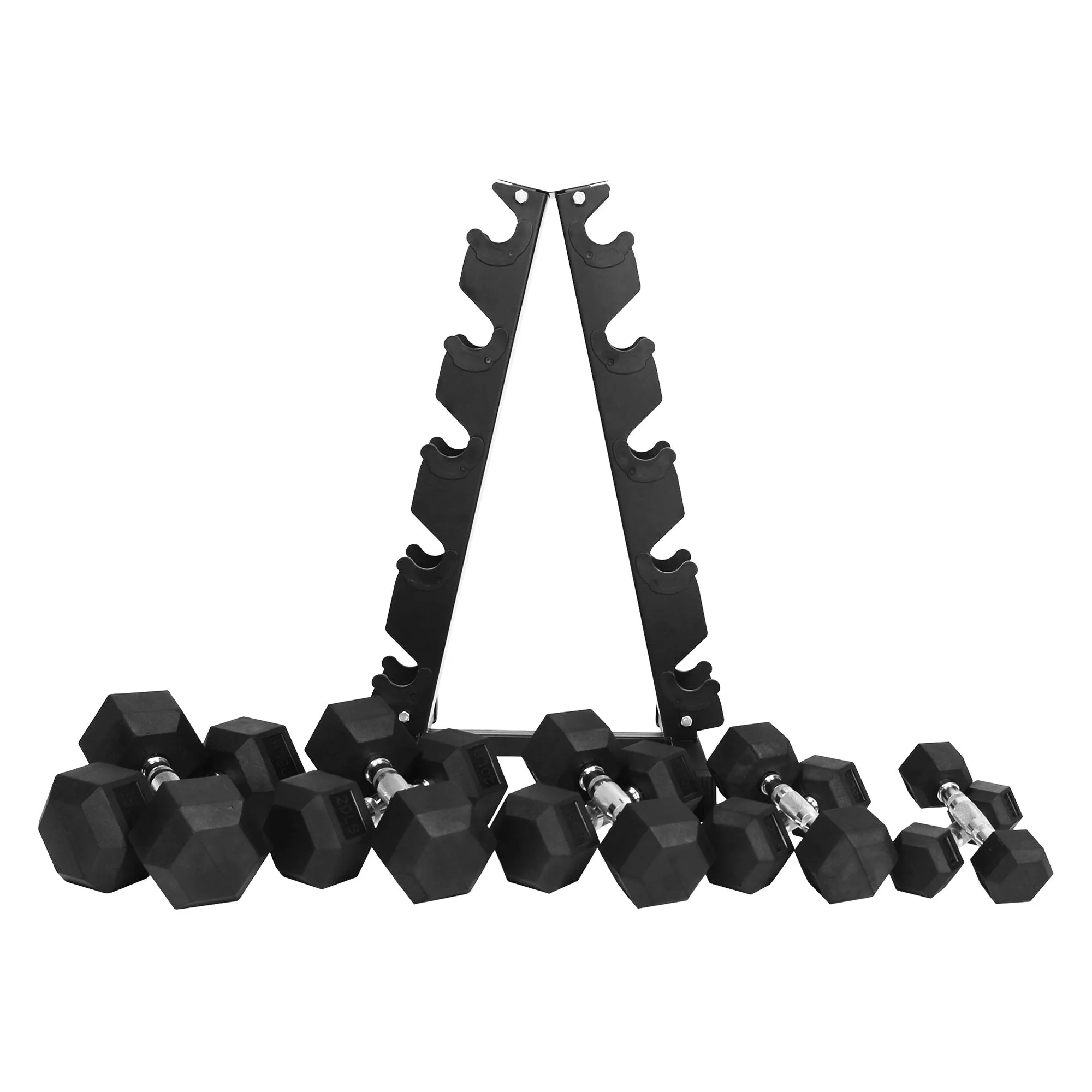 BalanceFrom Signature Alloy Steel 150 lb Rubber Encased Hex Dumbbell Set, Black