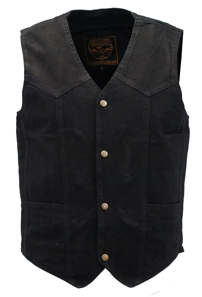 Black Denim Vest w/Large Inside Pockets #VMC42700K