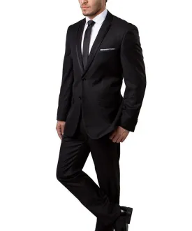 Black with Black Satin Slim Men's Suit