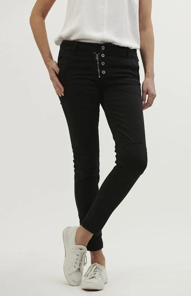 Button Jeans By Italian Star - Black