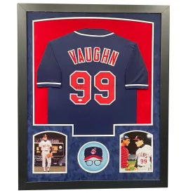 Charlie Sheen Signed Major League Blue Custom Double-Suede Framed baseball Jersey (JSA)