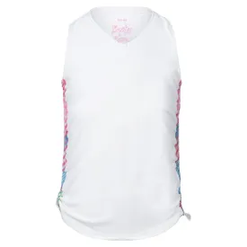 Girls' Have No Sheer Ruche Tennis Tank White