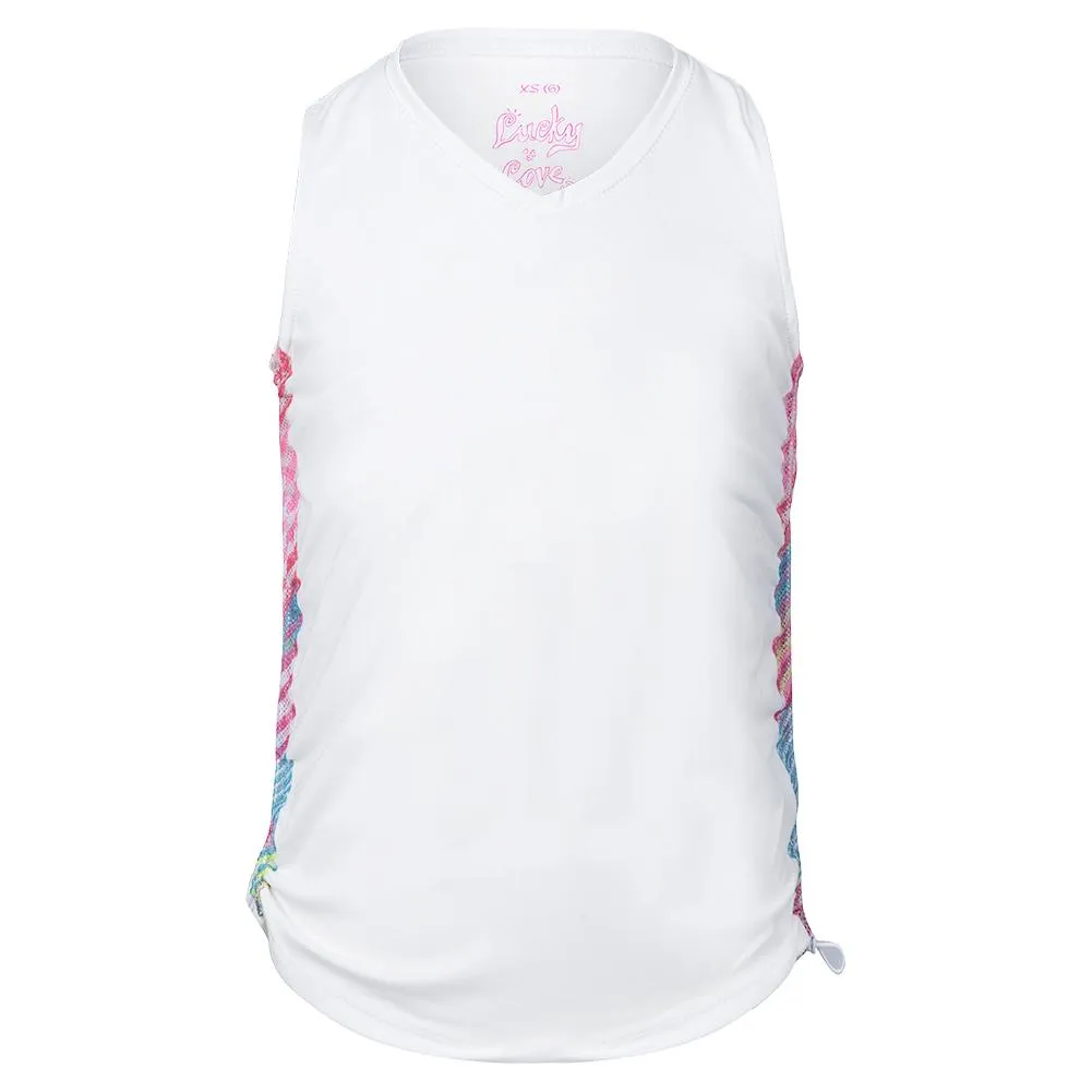 Girls' Have No Sheer Ruche Tennis Tank White