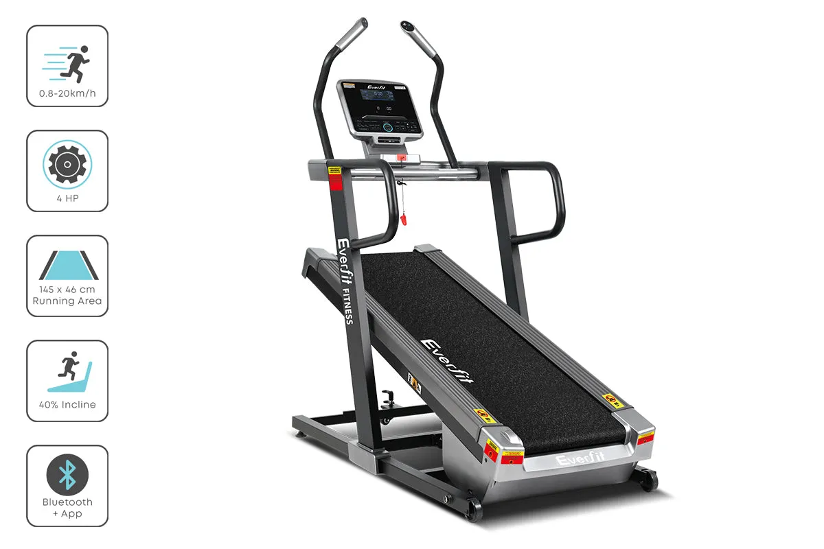 High Incline Treadmill with LED Display, Bluetooth - Everfit