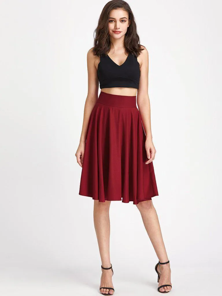 High Rise Wide Waistband Circle Skirt