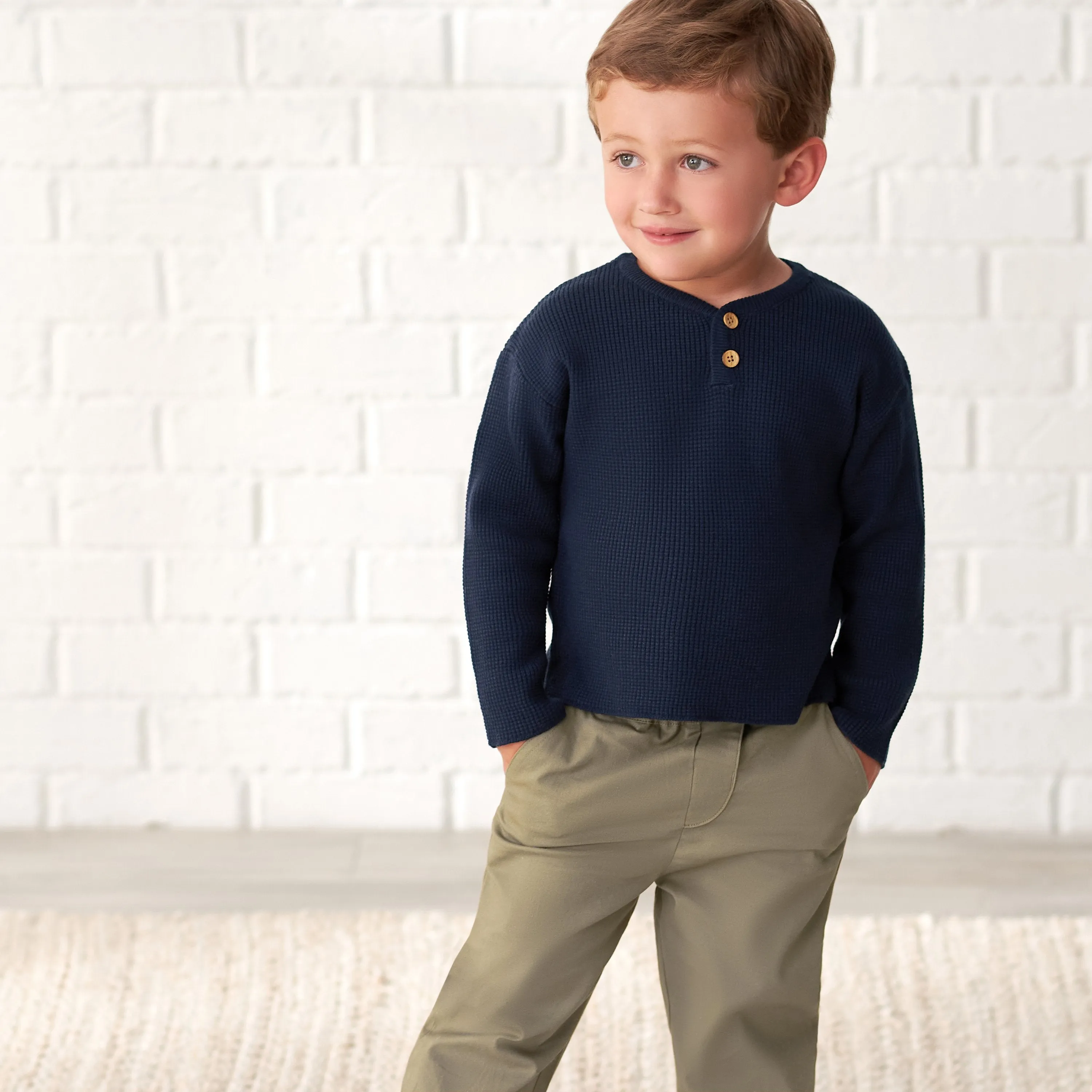 Infant & Toddler Boys Blue Henley Sweater