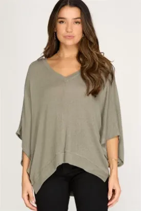 Karen Drop Shoulder Knit Top - Light Olive