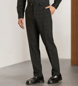 Modern Fit Black Plaid Suit Pants