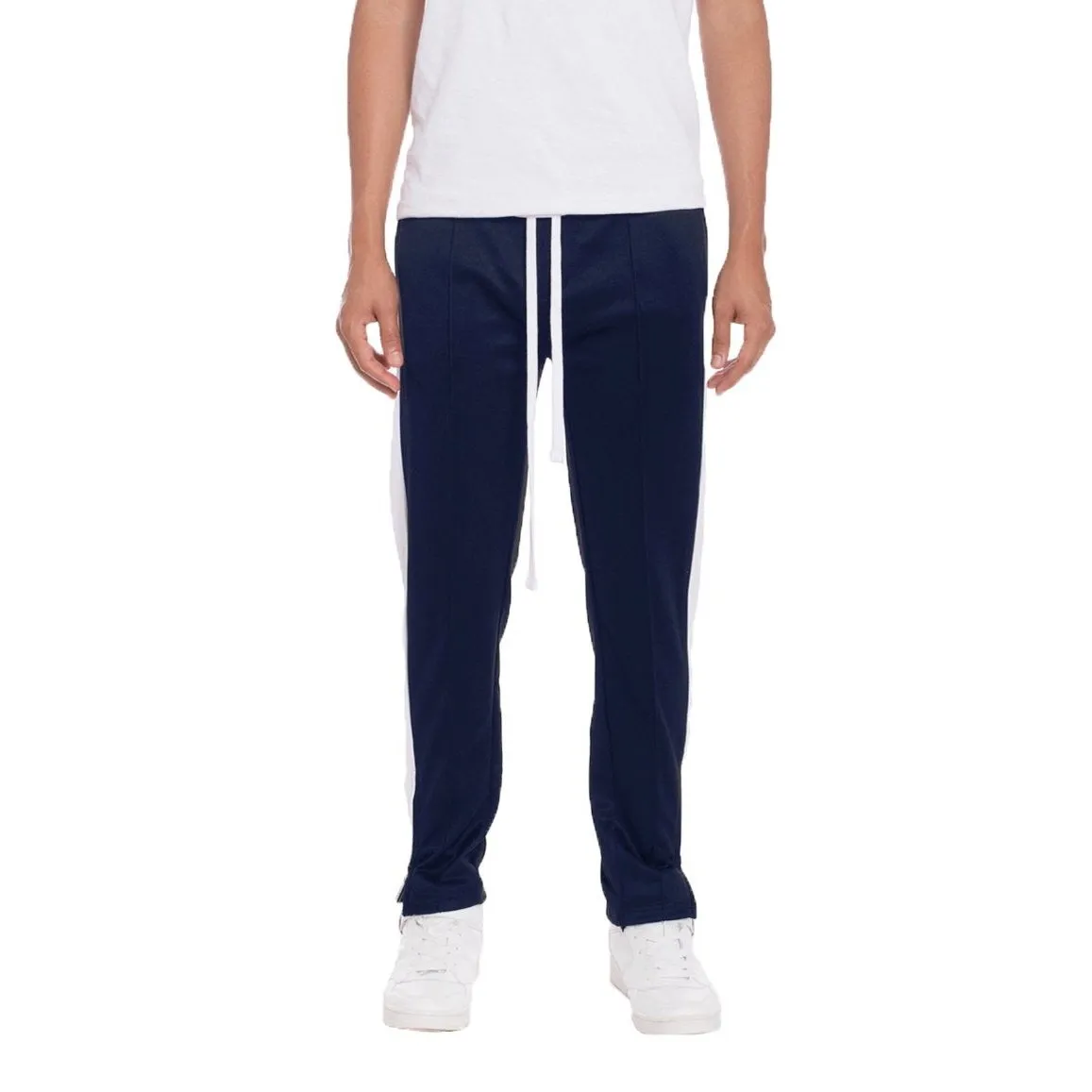 Navy Tricot Striped Track Pants