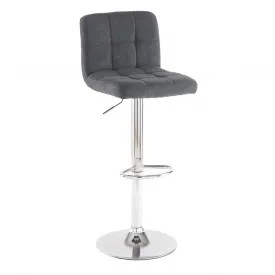 Neo Dark Grey Fabric Swivel Bar Stool with Polished Chrome Leg