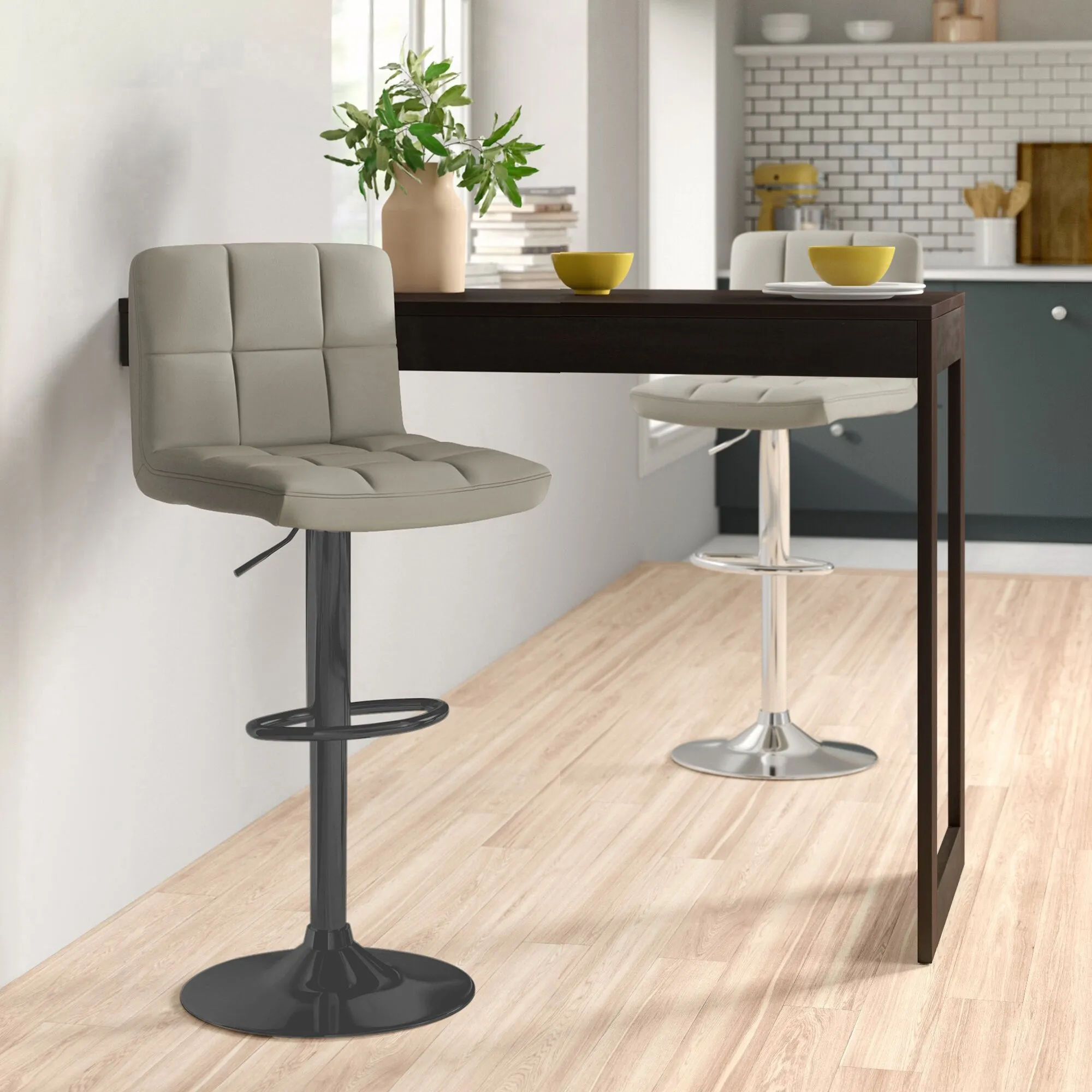 Neo Grey Faux Leather Bar Stool