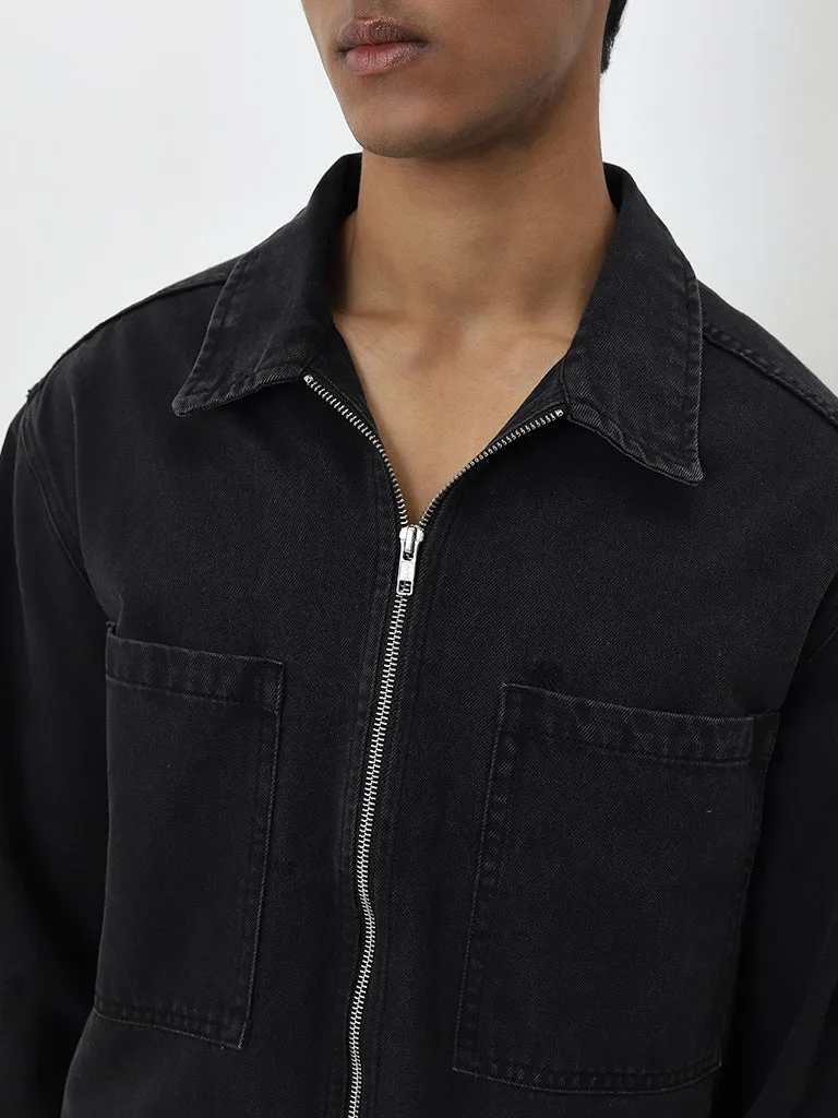 Nuon Black Relaxed-Fit Denim Jacket