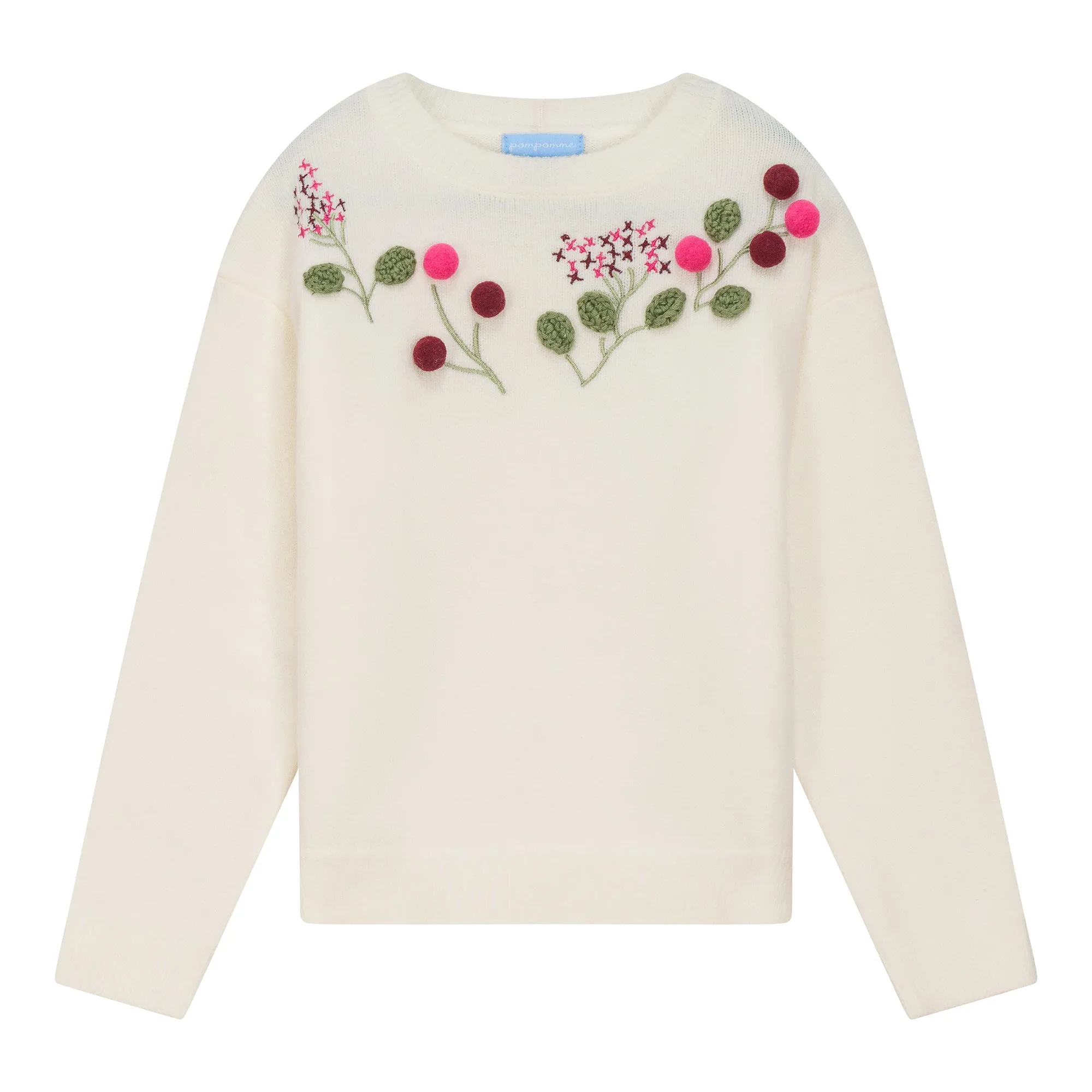 P4356-FLOWER APLIQUE SWEATER-IVORY