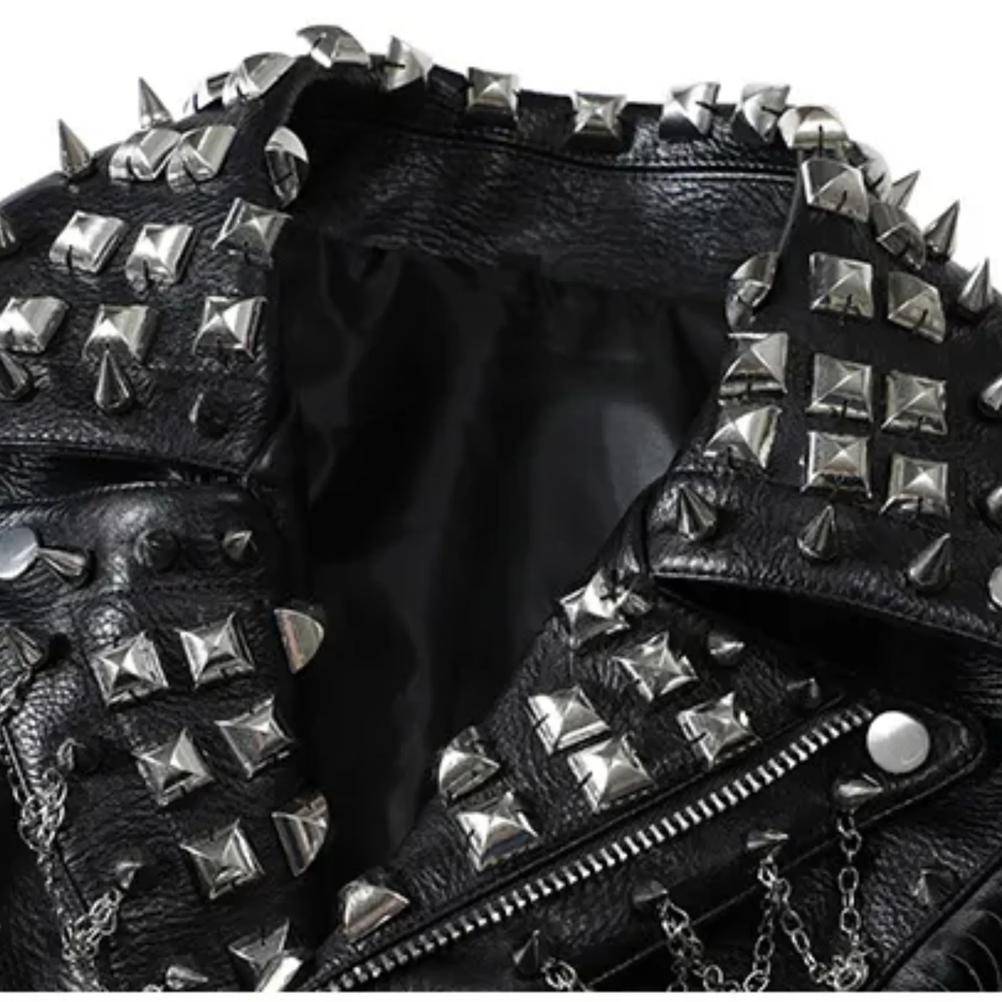 Pre Order:  Studded Faux Leather Fringed Jacket