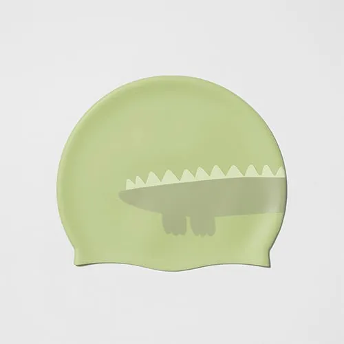 SUNNYLiFE Kids Swimming Cap Cookie the Croc Light Khaki