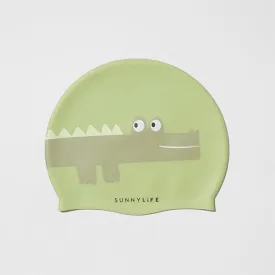 SUNNYLiFE Kids Swimming Cap Cookie the Croc Light Khaki