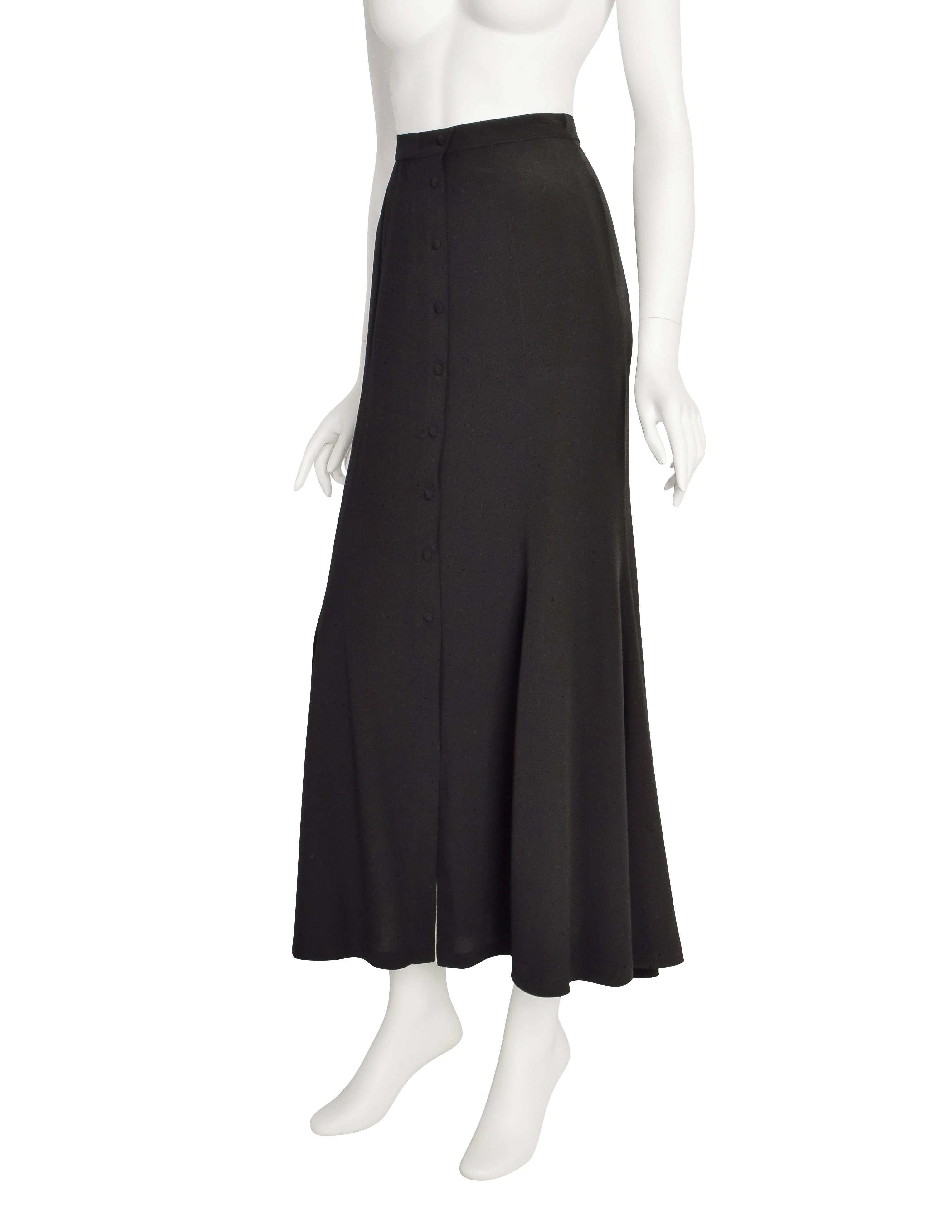 Thierry Mugler Vintage Black Crepe Hourglass Mermaid Flutter Skirt