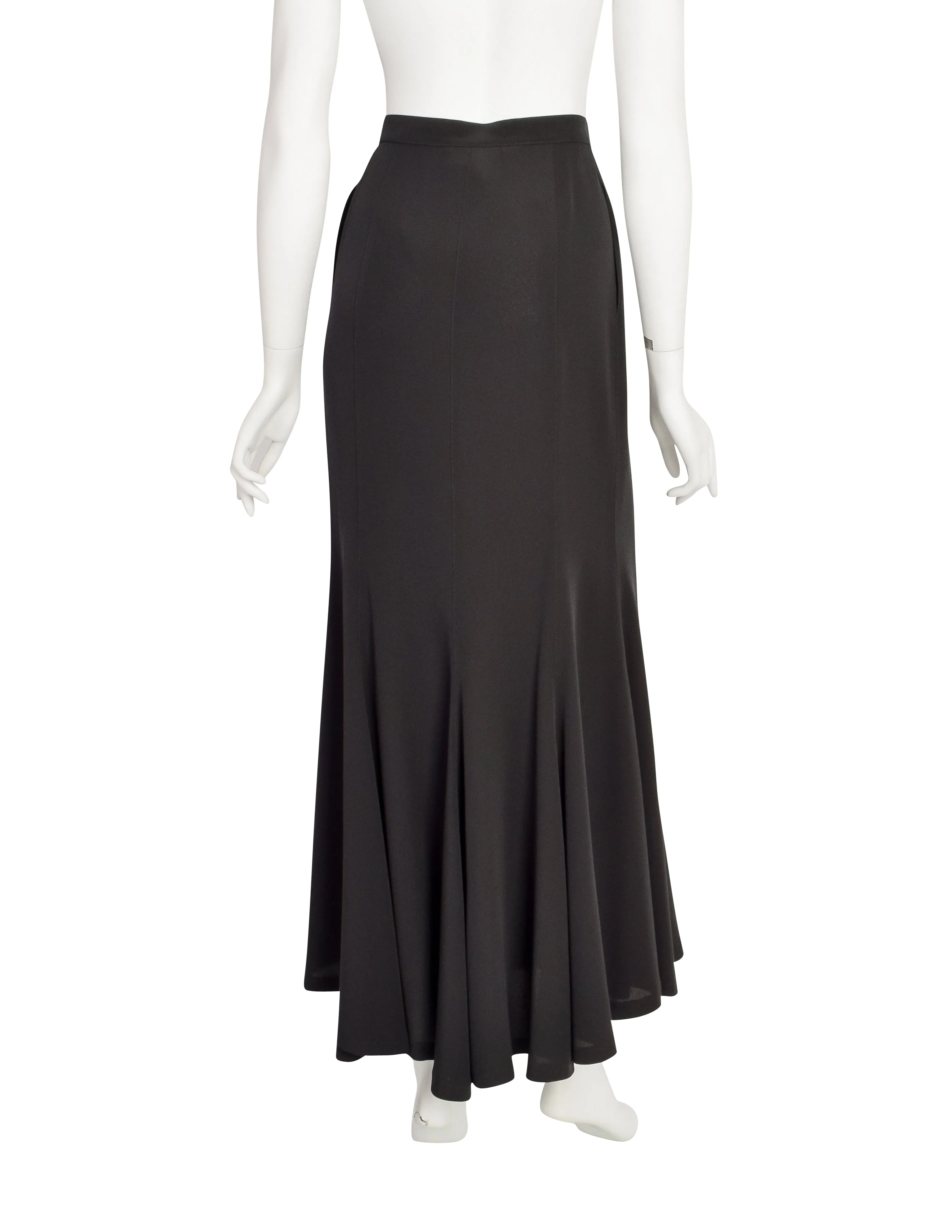 Thierry Mugler Vintage Black Crepe Hourglass Mermaid Flutter Skirt