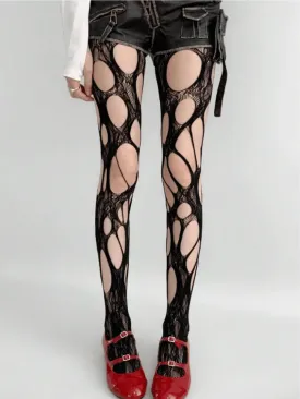 Unique Cut Out Tights | Hollow Out Fishnet Tights | Punk & Gothic Outfits