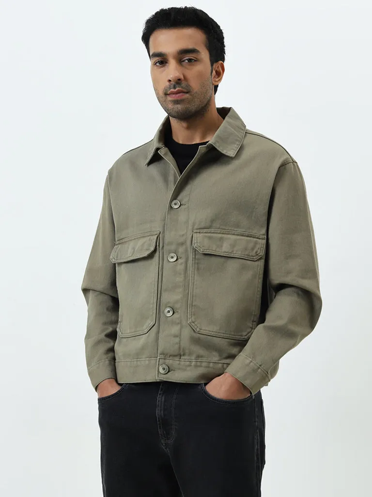 WES Casuals Sage Relaxed-Fit Cotton Jacket